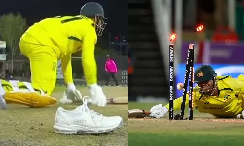 என்ன கொடுமை சார் இது.. ஷூவால் விக்கெட்டை இழந்த டேவிட் வார்னர்- வைரலாகும் வீடியோ