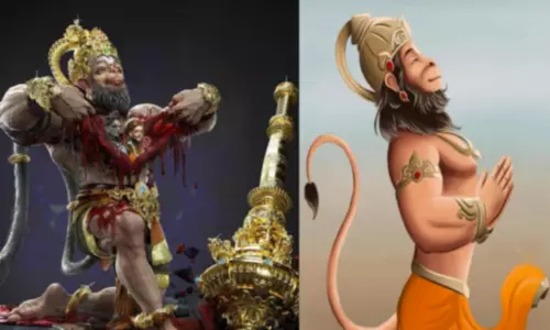 தன் நெஞ்சை பிளந்து ராமன் சீதையை காட்டிய அனுமன்