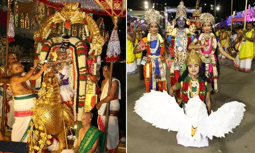 திருப்பதி பிரமோற்சவ விழாவில் சிம்ம வாகனத்தில் ஏழுமலையான் உலா