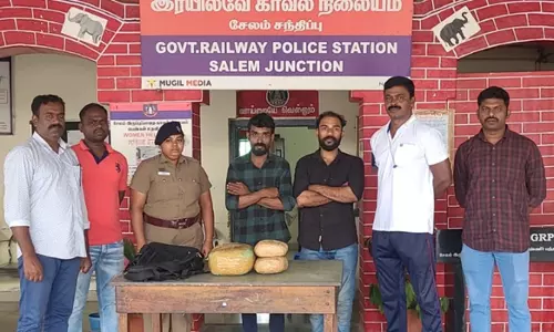 சேலம் வழியாக கேரளா சென்றரெயிலில் 4 கிலோ கஞ்சா கடத்திய 2 வாலிபர்கள் கைது