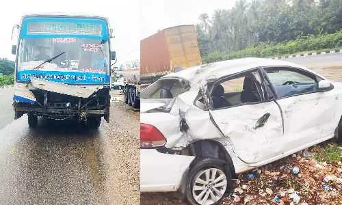 கார் மீது அரசு பஸ் மோதி 6 பேர் படுகாயம்