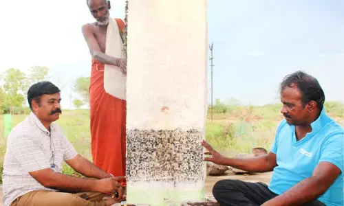 கிணற்று நீரை இறைக்க பயன்படும் துலாக்கல் கல்வெட்டு கண்டுபிடிப்பு