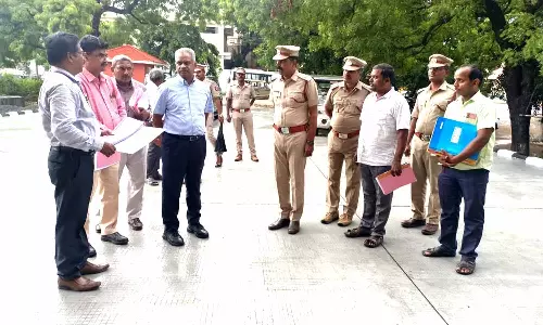 தீயணைப்பு மீட்பு பணிகள் நிலைய கட்டிட பணிகளை டி.ஜி.பி. ஆய்வு