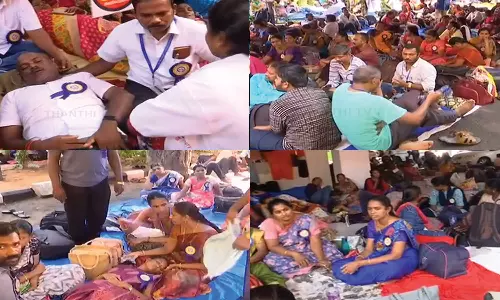 3 சங்கத்தினர் தொடர் உண்ணாவிரதம்: ஆசிரியர்கள் போராட்டம் 7-வது நாளாக நீடிப்பு