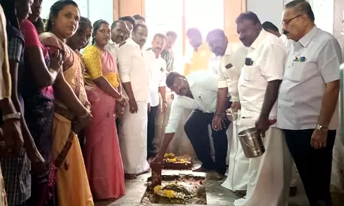 சங்கரன்கோவில் அரசு பள்ளியில் ரூ. 85.44 லட்சத்தில் புதிய வகுப்பறைகள் கட்டும் பணி- ராஜா எம்.எல்.ஏ. அடிக்கல் நாட்டினார்