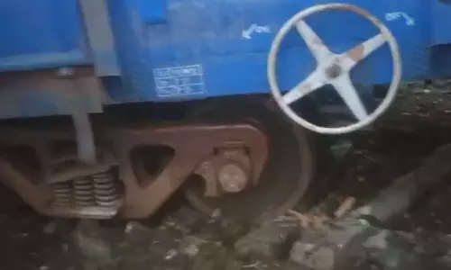 காஞ்சிபுரம் அருகே சரக்கு ரெயில் தடம்புரண்டதால் பரபரப்பு