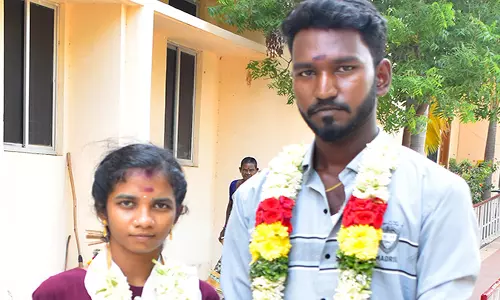 கடலூர் எஸ்.பி. அலுவலகத்தில் மணக்கோலத்தில் காதல் ஜோடி தஞ்சம்:பாதுகாப்பு கேட்டு மனு