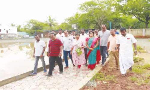 நாகர்கோவில் வட்டவிளையில் ரூ.47 லட்சத்தில் சீரமைக்கப்பட்ட  குளத்தை ஆய்வு செய்த மேயர் சுற்றுச்சுவர் கட்ட நடவடிக்கை