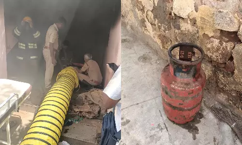 சிலிண்டரில் கியாஸ் கசிந்து வீடு தீப்பிடித்தது: பெண் உள்பட 2 பேர் பலி