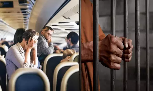 விமானத்தில் தகாத செயல்; விடாது துரத்திய சட்டம்: சிறைக்கு செல்லும் பயணி