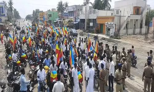 திண்டிவனம், வானூரில் மோட்டார் சைக்கிள் பிரச்சாரத்திற்கு அனுமதி மறுத்த போலீசார்: பா.ம.க.வினர் வாக்குவாதம்