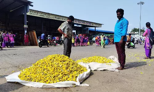 தருமபுரி மாவட்டத்தில் விலை தொடர் சரிவு:பூக்களை விற்பனையாகாததால் மார்க்கெட்டில் விட்டு சென்ற விவசாயிகள்