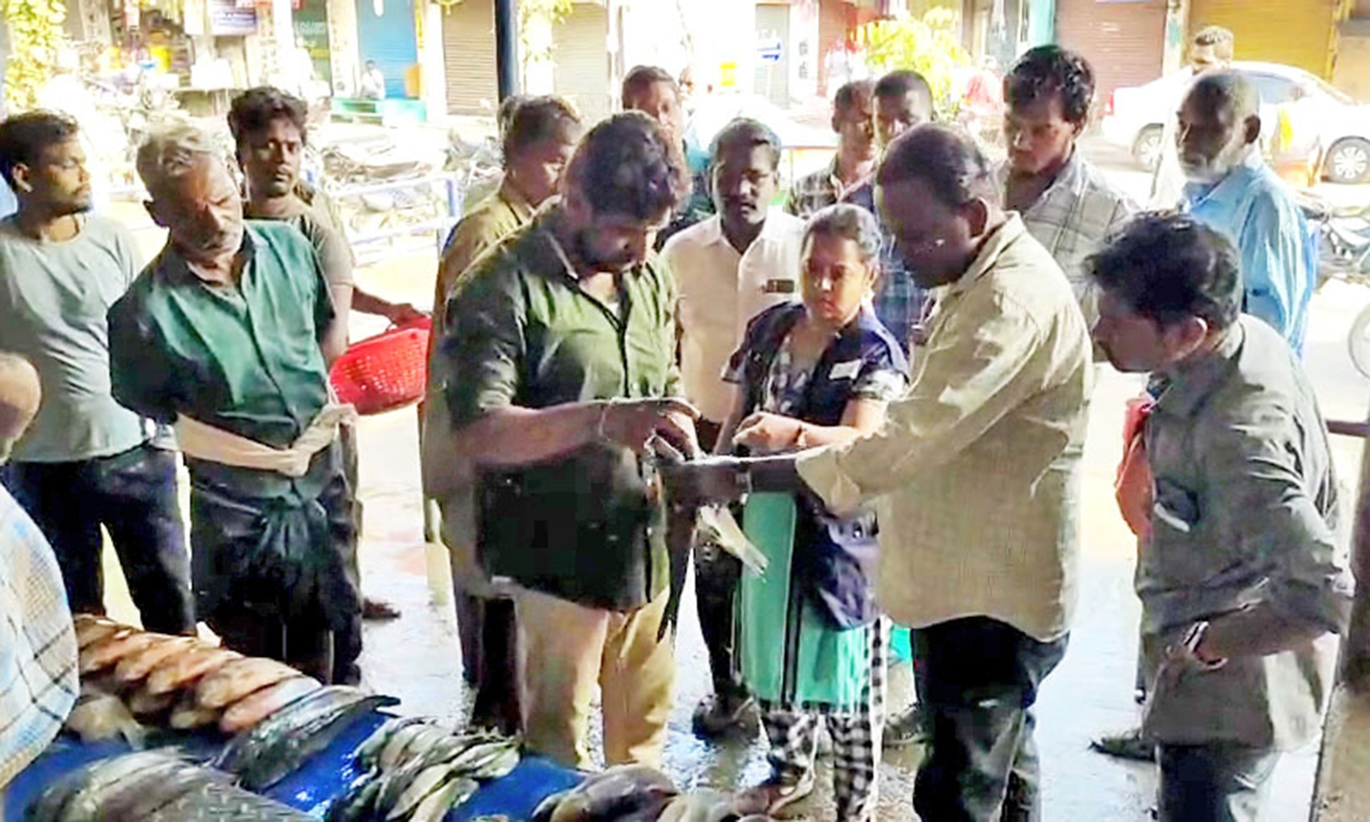 போடியில் விற்பனைக்கு வைத்திருந்த கெட்டுப்போன மீன்கள் பறிமுதல் - கடைகளுக்கு அபராதம்