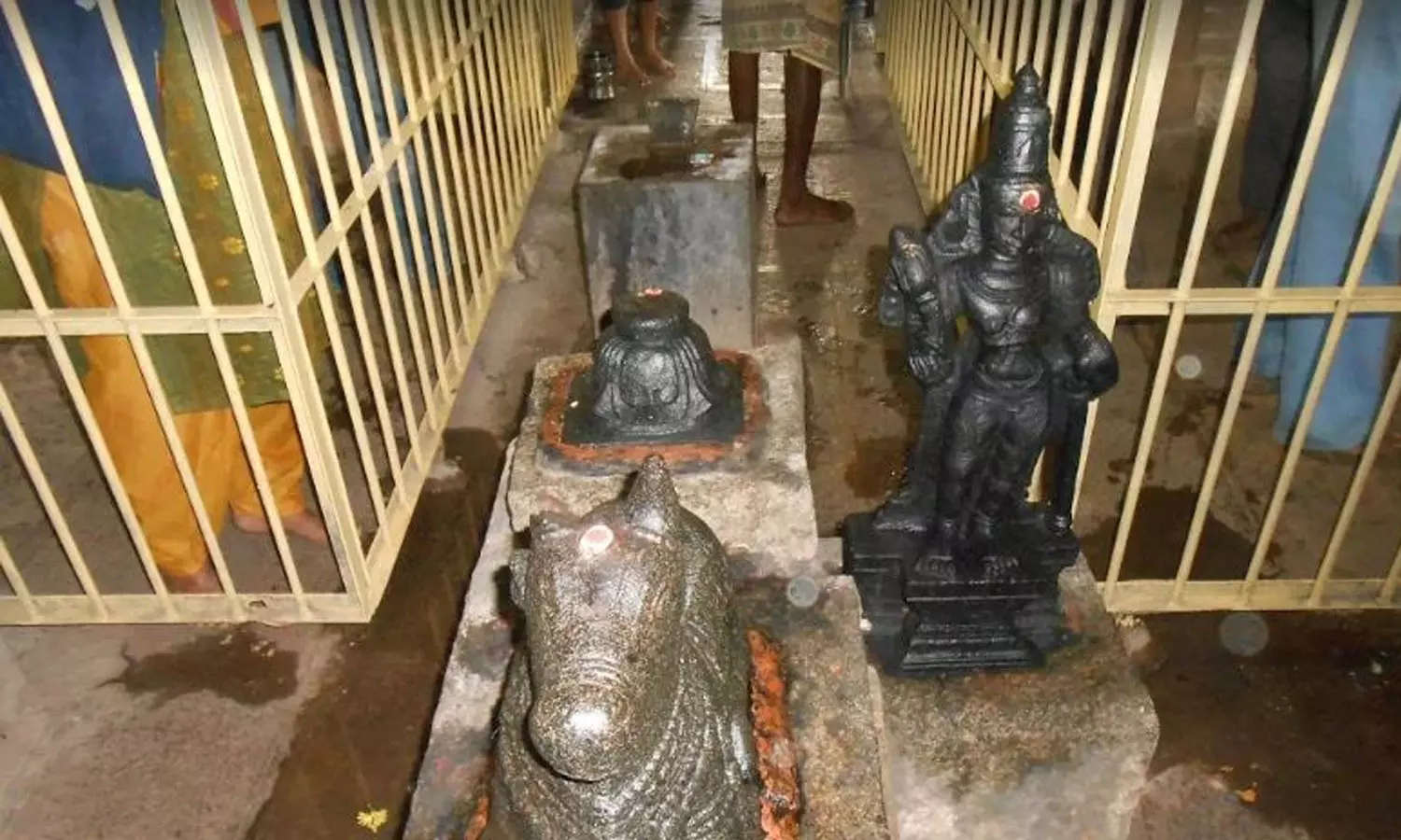 கொம்பு உடைக்கப்பட்ட நந்தி சிலை கொம்பு உடைக்கப்பட்ட நந்தி சிலை