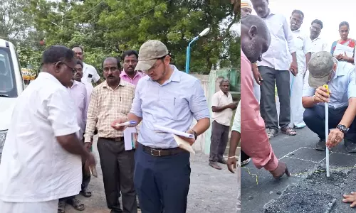 சாலைப் பணிகளை உதவி கலெக்டர் ஆய்வு