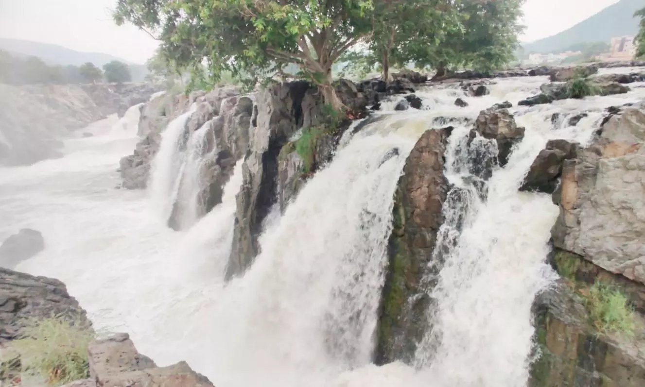 ஒகேனக்கல் காவிரி ஆற்றில் நீர்வரத்து 10 ஆயிரம் கன அடியாக அதிகரிப்பு | Water  level in Cauvery river in Hogenakkal increased to 10,000 cusecs