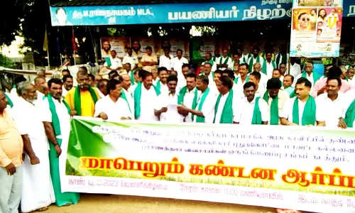 கருகும் நெற்பயிர்களை காப்பாற்ற தண்ணீர் கோரி அறந்தாங்கியில் விவசாயிகள் போராட்டம்