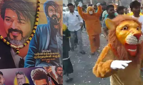 லியோ படம் ரிலீஸ் விஜய் ரசிகர்கள் கொண்டாட்டத்தால்  களை கட்டிய திருப்பூர் - தியேட்டர்கள் வசூலில் சாதனை படைக்கும் என கருத்து