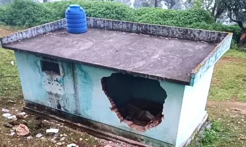 வால்பாறை அருகே பள்ளி சத்துணவு மையத்தை உடைத்து காட்டு யானைகள் அட்டகாசம்