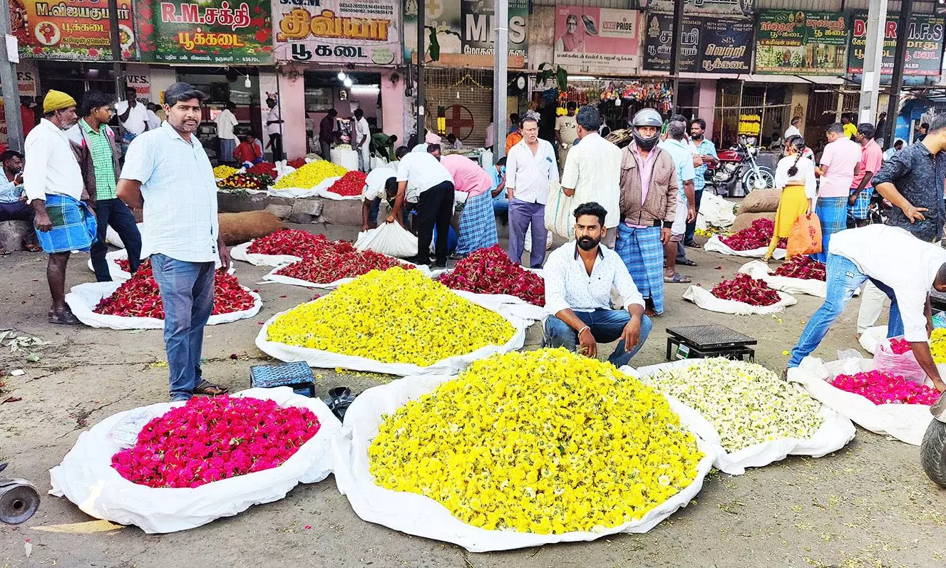 தருமபுரியில் ஆயுத பூஜையையொட்டி பூக்கள் விலை கிடுகிடு உயர்வு தருமபுரியில் ஆயுத பூஜையையொட்டி பூக்கள் விலை கிடுகிடு உயர்வு