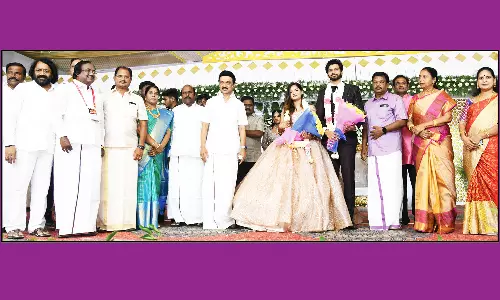 திருவண்ணாமலை நகர தி.மு.க. செயலாளர் கார்த்திவேல்மாறன் இல்லத் திருமண விழா