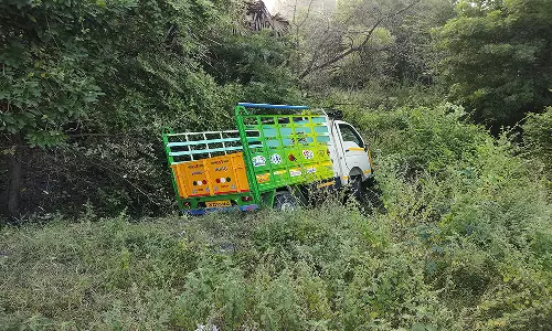 விக்கிரவாண்டி அருகே மினி லாரி மீது கண்டெய்னர் லாரி மோதல்:டிரைவர் உட்பட 3 பேர் காயம்