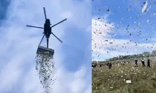 செக் குடியரசு: ஒரு மில்லியன் டாலர் பணத்தை ஹெலிகாப்டரில் இருந்து வீசிய பிரபலம்