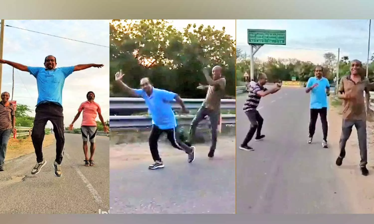 ஏரல் அருகே உற்சாகமாக நடனமாடியபடி  நடைபயிற்சி செல்லும் முதியவர்கள்: சமூக வலைதளத்தில் வீடியோ வைரல்