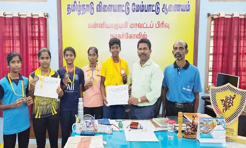 மாநில அளவிலான விளையாட்டு போட்டியில் நாகர். அண்ணா விளையாட்டு விடுதி மாணவிகள் சாதனை