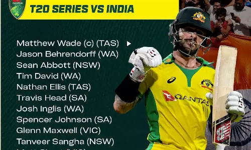 இந்தியாவுக்கு எதிரான டி20 தொடர் - மேத்யூ வேட் தலைமையிலான ஆஸ்திரேலியா அணி அறிவிப்பு
