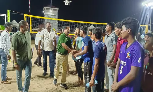 காரைக்காலில்ஊழல் தடுப்பு விழிப்புணர்வு வாரத்தை முன்னிட்டு பீச் வாலிபால் போட்டி