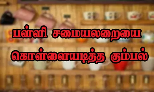 பள்ளி சமையலறையை இடித்து பொருட்களை கொள்ளையடித்த கும்பல்