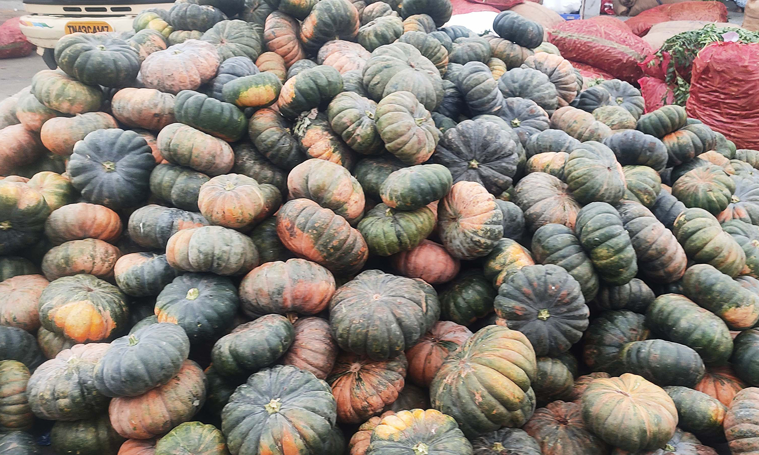 வரத்து குறைவால் ஒட்டன்சத்திரம் மார்க்கெட்டில் காய்கறிகள் விலை உயர்வு- அர்ஜூனா பூசணிக்காய் ரூ.7