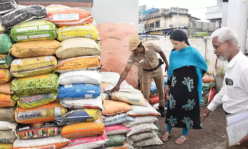 வெள்ளத்தடுப்பு பணிக்கு மணல் மூட்டைகள் தயார்- கலெக்டர் பார்வையிட்டு ஆய்வு செய்தார்