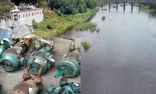 அமராவதி ஆற்றில்  முறைகேடாக அமைக்கப்பட்டுள்ள மின் மோட்டார்களை அகற்ற  அதிகாரிகள் ஆய்வு