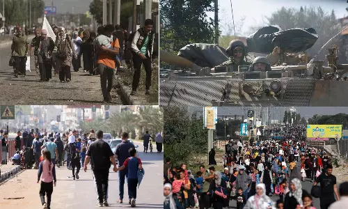 வடக்கு காசா மீது கடும் தாக்குதல்: ஆயிரக்கணக்கான பாலஸ்தீனர்கள் ஓட்டம்