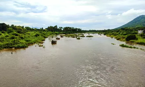 தொடர்மழையால் அணைப்பட்டி வைகை ஆற்றில் கரைபுரண்டு ஓடும் வெள்ளம்