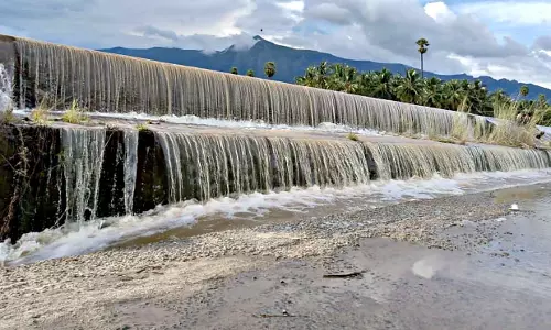 மறுகால் பாயும் வாழைக்குளம் கண்மாய்