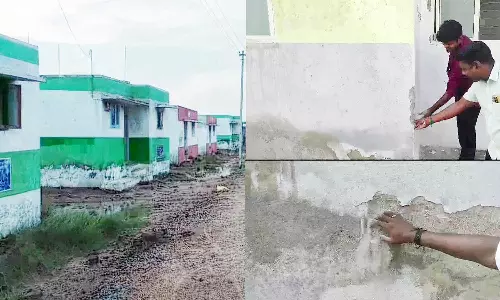 தொட்டாலே உதிரும் தொகுப்பு வீடுகளின் சுவர்கள்- பொதுமக்கள் அதிர்ச்சி