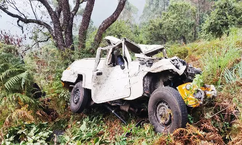 கொடைக்கானலில் பள்ளத்தில் வேன் கவிழ்ந்து 2 பேர் பலி