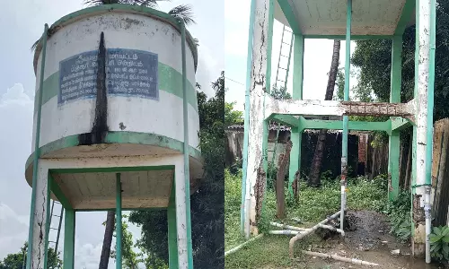 உயிர் பலி வாங்க துடிக்கும் ஆபத்தான குடிநீர் தொட்டி- பொதுமக்கள் அச்சம்