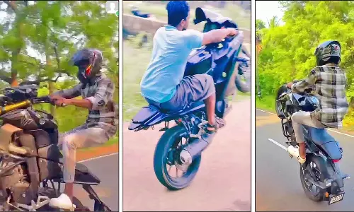 கடையநல்லூர் அருகே மோட்டார் சைக்கிளில் சாகசம் செய்த 3 வாலிபர்கள் கைது