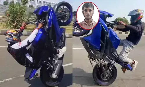 திருப்பூர் தேசிய நெடுஞ்சாலையில் பைக் சாகசத்தில் ஈடுபட்ட வாலிபர் கைது