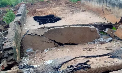 போடி அருகே குடியிருப்பு பகுதிக்குள் இடிந்து விழுந்த பாலத்தால் மக்கள் அச்சம்