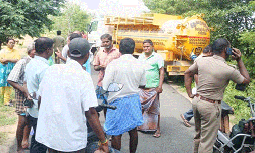 கழிவு நீர் கொட்ட வந்த லாரியை சிறை பிடித்த பொதுமக்கள்