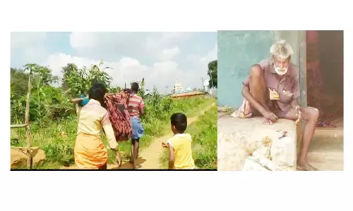 வட்டவனஅள்ளி ஊராட்சியில் பாம்பு கடித்த  முதியவரை தொட்டில் கட்டி மருத்துவமனைக்கு தூக்கி சென்ற அவலம்