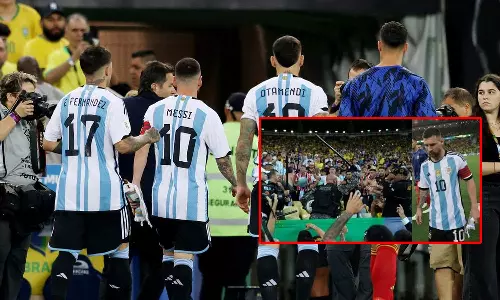 அர்ஜென்டினா ரசிகர்கள் மீது தடியடி: மைதானத்தை விட்டு வெளியேறிய மெஸ்சி