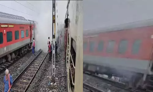 சென்னை ரெயிலில் திடீர் புகை- பயணிகள் அதிர்ச்சி