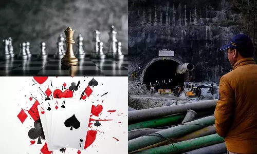 சுரங்க விபத்து.. சிக்கியவர்களுக்கு சீட்டுக் கட்டு, செஸ் போர்டு..