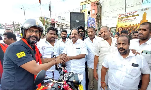 கன்னியாகுமரியில் தொடங்கிய தி.மு.க. இளைஞர் மோட்டார்சைக்கிள் பேரணி காஞ்சிபுரம் வந்தடைந்தது